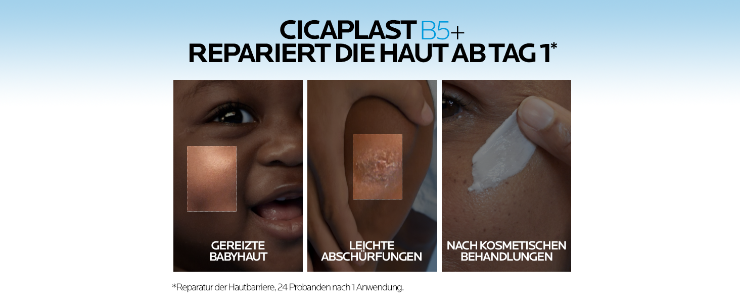 La Roche Posay Cicaplast Baume B5+ Tube, mit Fokus auf Hautberuhigung.